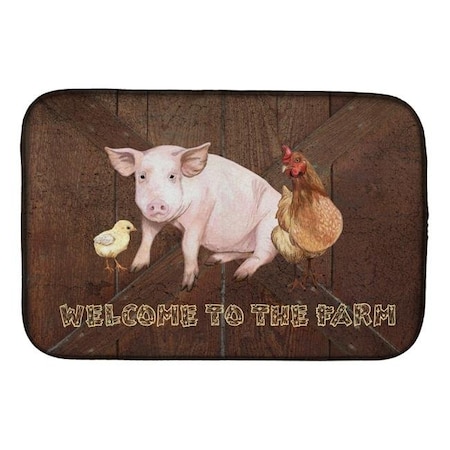 Carolines Treasures Carolines Treasures SB3083DDM Welcome to the Farm With the Pig & Chicken Dish Drying Mat SB3083DDM